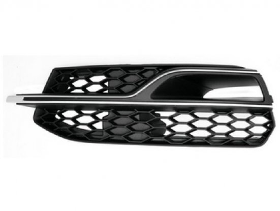 Grille gauche pare-chocs avant noire avec moulure argent [S3] Audi A3