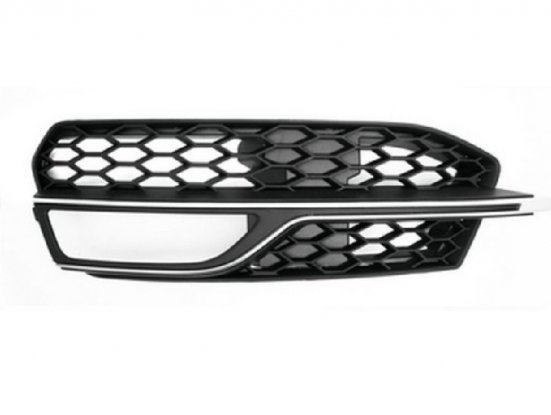 Grille gauche pare-chocs avant noire avec moulure argent + trous antibrouillard [S3] Audi A3