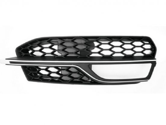Grille droite pare-chocs avant noire avec moulure argent + trous antibrouillard [S3] Audi A3