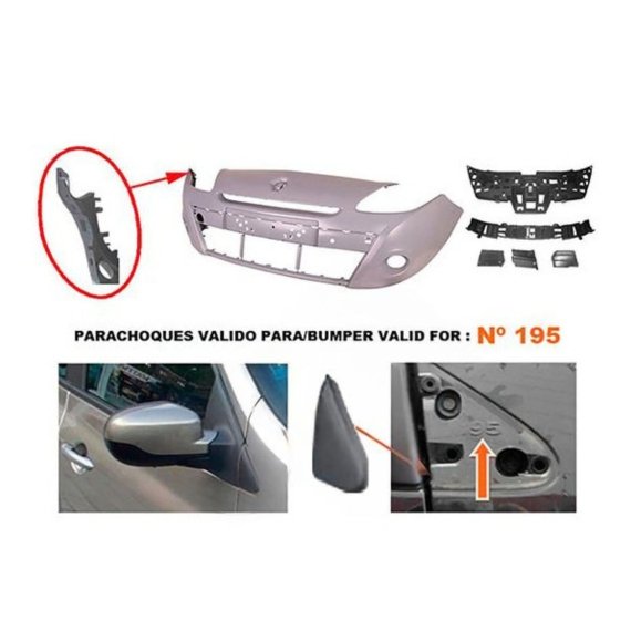 Pare-chocs avant apprêté (Jantes 16) avec supports intérieurs Renault Clio